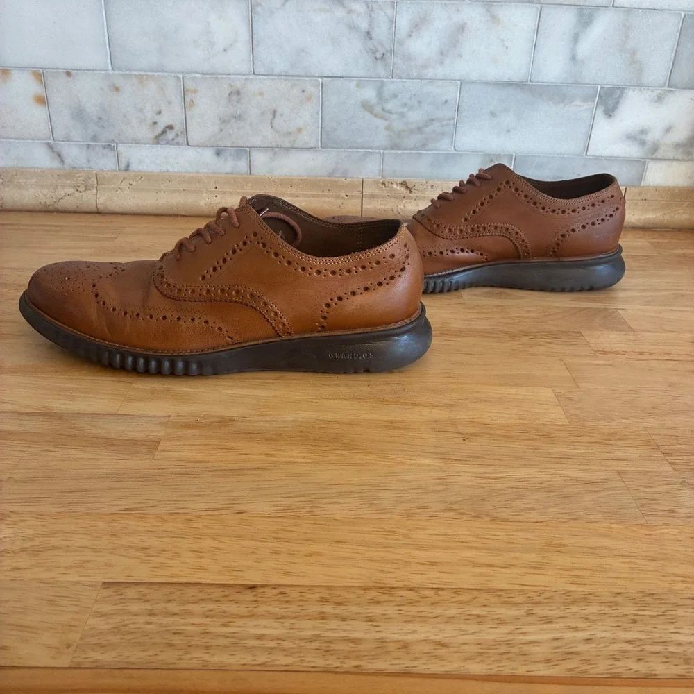Cole Haan Zerogrand Wingtip Oxford Mens 10M Brown Leather C31535 Brogue Shoes